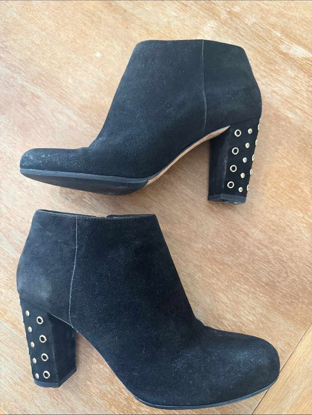 Kate Spade Black Suede Studded Ankle Booties - Size 7.5